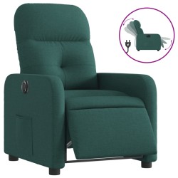 vidaXL Sillón reclinable eléctrico tela verde oscuro