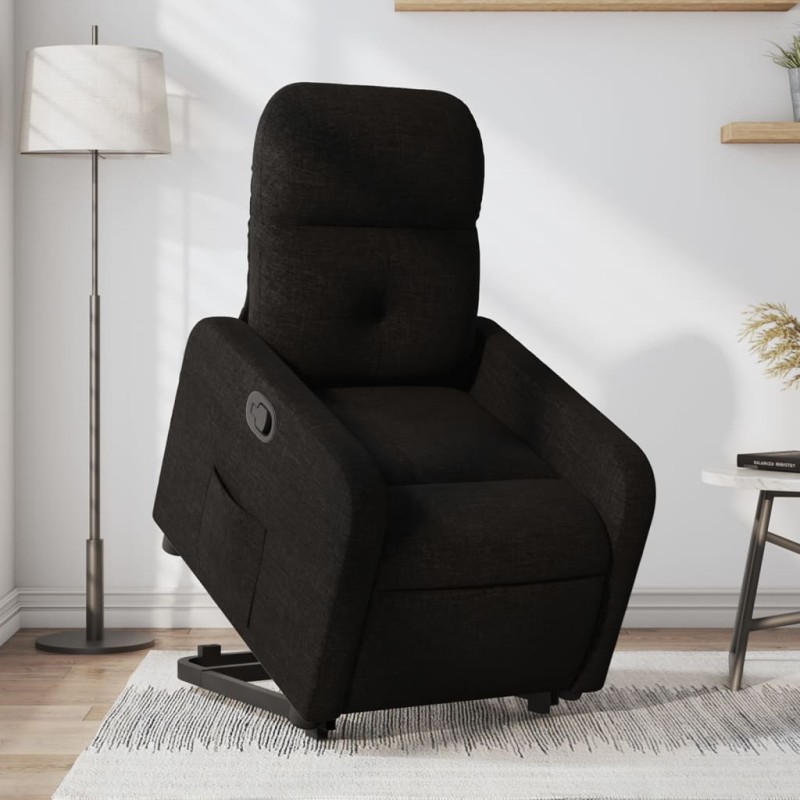 vidaXL Sillón reclinable elevable tela negro vidaXL Sillón reclinable elevable tela negro