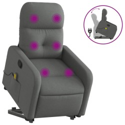 vidaXL Silla de masaje reclinable de pie de tela gris oscuro