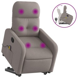 vidaXL Sillón reclinable de masaje elevable tela gris taupé
