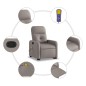 vidaXL Sillón reclinable de masaje elevable tela gris taupé