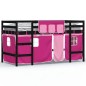 vidaXL Cama alta para niños con cortinas madera pino rosa 80x200 cm