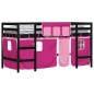 vidaXL Cama alta para niños con cortinas madera pino rosa 80x200 cm