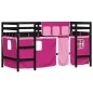 vidaXL Cama alta para niños con cortinas madera pino rosa 80x200 cm
