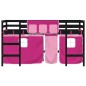 vidaXL Cama alta para niños con cortinas madera pino rosa 80x200 cm