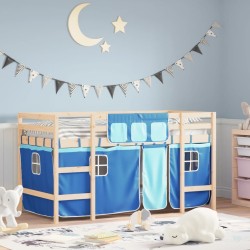 vidaXL Cama alta para niños con cortinas madera pino azul 80x200 cm