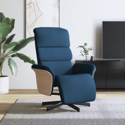 vidaXL Sillón reclinable con reposapiés tela azul