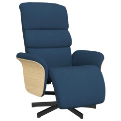 vidaXL Sillón reclinable con reposapiés tela azul