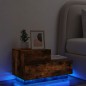 vidaXL Mesita de noche con luces LED roble ahumado 70x36x40,5 cm
