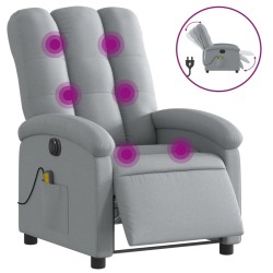 vidaXL Sillón reclinable de masaje eléctrico tela gris claro