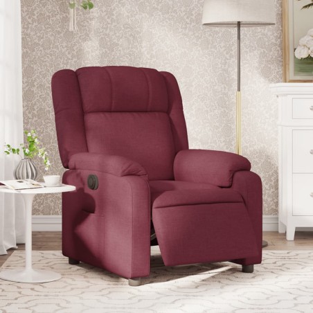 vidaXL Sillón reclinable eléctrico tela rojo tinto