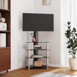 vidaXL Mueble TV esquina 4 niveles para 32-70 pulgadas negro plateado