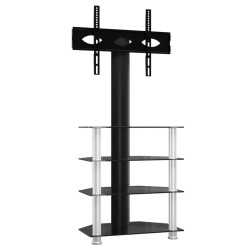 vidaXL Mueble TV esquina 4 niveles para 32-70 pulgadas negro plateado