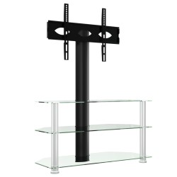 vidaXL Mueble TV esquina 3 niveles para 32-70 pulgadas negro plateado