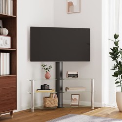vidaXL Mueble TV esquina 3 niveles para 32-70 pulgadas negro plateado