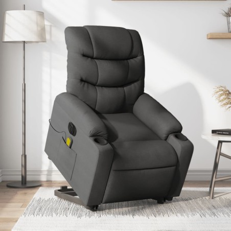 vidaXL Sillón de masaje eléctrico reclinable elevable tela gris oscuro