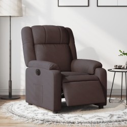 vidaXL Sillón reclinable eléctrico tela marrón oscuro