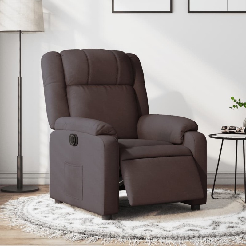 vidaXL Sillón reclinable eléctrico tela marrón oscuro vidaXL Sillón reclinable eléctrico tela marrón oscuro