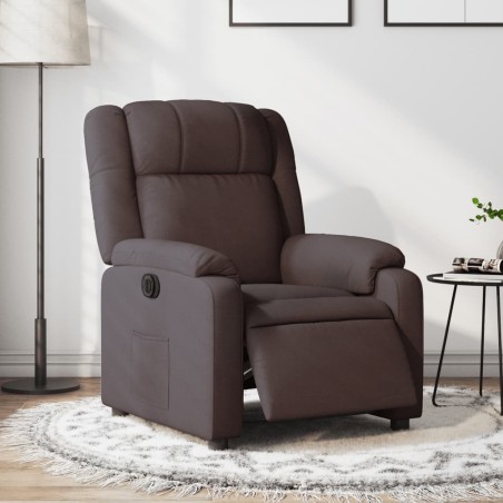 vidaXL Sillón reclinable eléctrico tela marrón oscuro