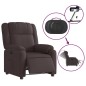 vidaXL Sillón reclinable eléctrico tela marrón oscuro vidaXL Sillón reclinable eléctrico tela marrón oscuro