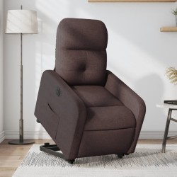 vidaXL Sillón eléctrico reclinable elevable de tela marrón oscuro