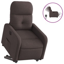 vidaXL Sillón eléctrico reclinable elevable de tela marrón oscuro