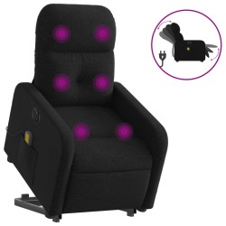 vidaXL Sillón de masaje eléctrico reclinable elevable tela negro
