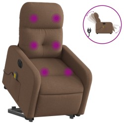vidaXL Sillón de masaje eléctrico reclinable elevable tela marrón