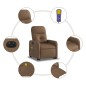 vidaXL Sillón de masaje eléctrico reclinable elevable tela marrón vidaXL Sillón de masaje eléctrico reclinable elevable tela marrón