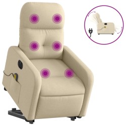 vidaXL Sillón de masaje eléctrico reclinable elevable tela crema