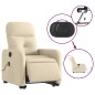 vidaXL Sillón de masaje eléctrico reclinable elevable tela crema vidaXL Sillón de masaje eléctrico reclinable elevable tela crema