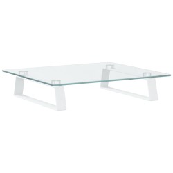 vidaXL Soporte de monitor vidrio templado y metal blanco 40x35x8 cm
