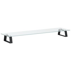 vidaXL Soporte de monitor vidrio templado y metal negro 80x20x8 cm