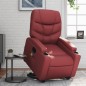 vidaXL Sillón de masaje elevable eléctrico cuero artificial rojo tinto vidaXL Sillón de masaje elevable eléctrico cuero artificial rojo tinto