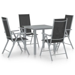 vidaXL Set de comedor para jardín 5 piezas aluminio plata y negro