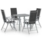 vidaXL Set de comedor para jardín 5 piezas aluminio plata y negro vidaXL Set de comedor para jardín 5 piezas aluminio plata y negro