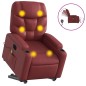 vidaXL Sillón de masaje elevable eléctrico cuero artificial rojo tinto vidaXL Sillón de masaje elevable eléctrico cuero artificial rojo tinto