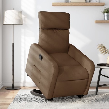 vidaXL Sillón reclinable elevable de tela marrón