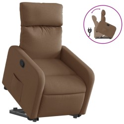 vidaXL Sillón reclinable elevable de tela marrón