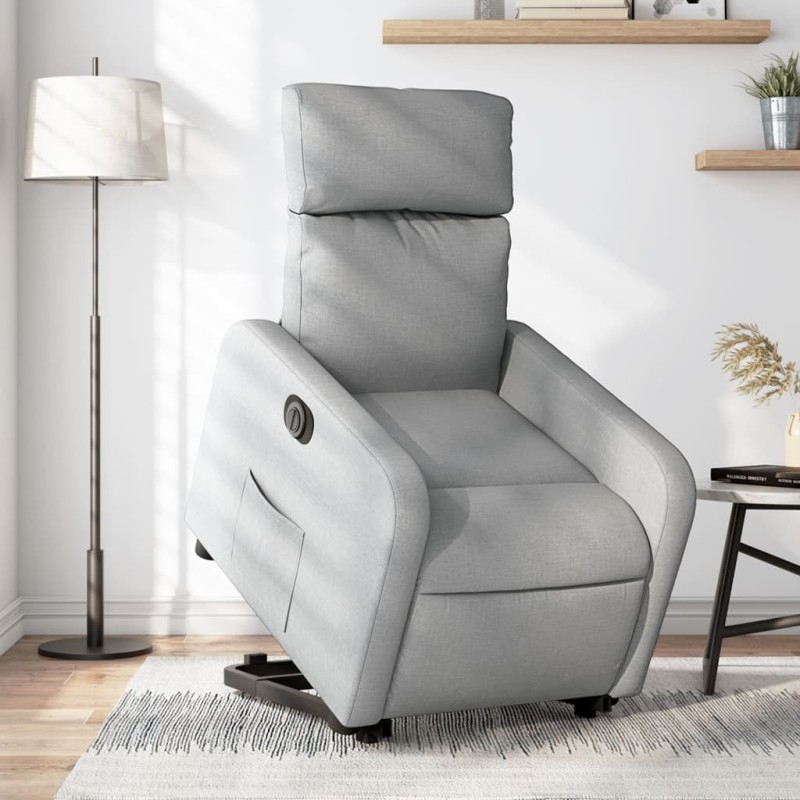 vidaXL Sillón eléctrico reclinable elevable de tela gris claro vidaXL Sillón eléctrico reclinable elevable de tela gris claro