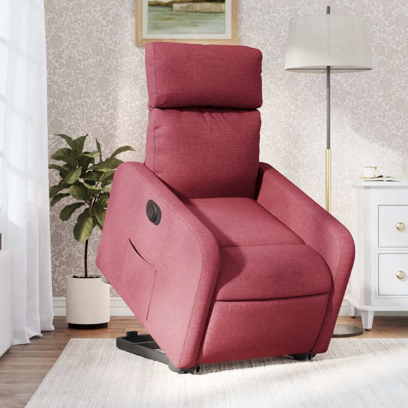 vidaXL Sillón eléctrico reclinable elevable de tela rojo tinto vidaXL Sillón eléctrico reclinable elevable de tela rojo tinto