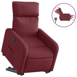 vidaXL Sillón eléctrico reclinable elevable de tela rojo tinto