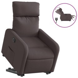 vidaXL Sillón eléctrico reclinable elevable de tela marrón oscuro