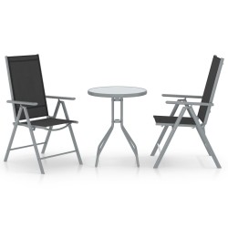 vidaXL Muebles bistró para jardín 3 pzas aluminio y textilene plateado