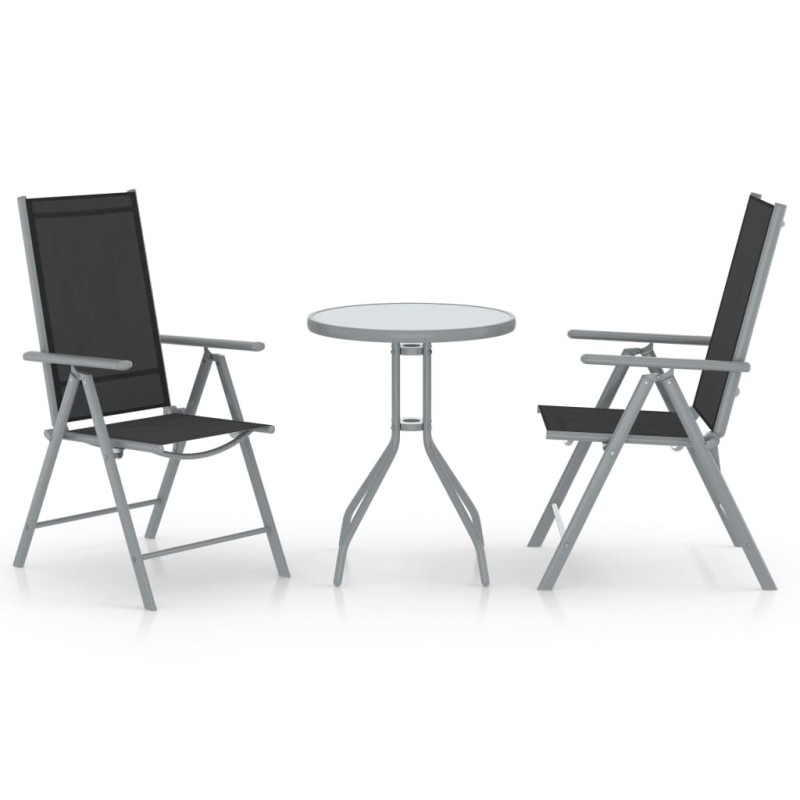 vidaXL Muebles bistró para jardín 3 pzas aluminio y textilene plateado vidaXL Muebles bistró para jardín 3 pzas aluminio y textilene plateado