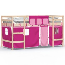 vidaXL Cama alta para niños con cortinas madera pino rosa 90x190 cm