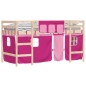 vidaXL Cama alta para niños con cortinas madera pino rosa 90x190 cm vidaXL Cama alta para niños con cortinas madera pino rosa 90x190 cm