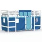 vidaXL Cama alta para niños con cortinas madera pino azul 90x190 cm vidaXL Cama alta para niños con cortinas madera pino azul 90x190 cm