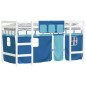 vidaXL Cama alta para niños con cortinas madera pino azul 90x190 cm vidaXL Cama alta para niños con cortinas madera pino azul 90x190 cm