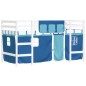 vidaXL Cama alta para niños con cortinas madera pino azul 90x190 cm vidaXL Cama alta para niños con cortinas madera pino azul 90x190 cm
